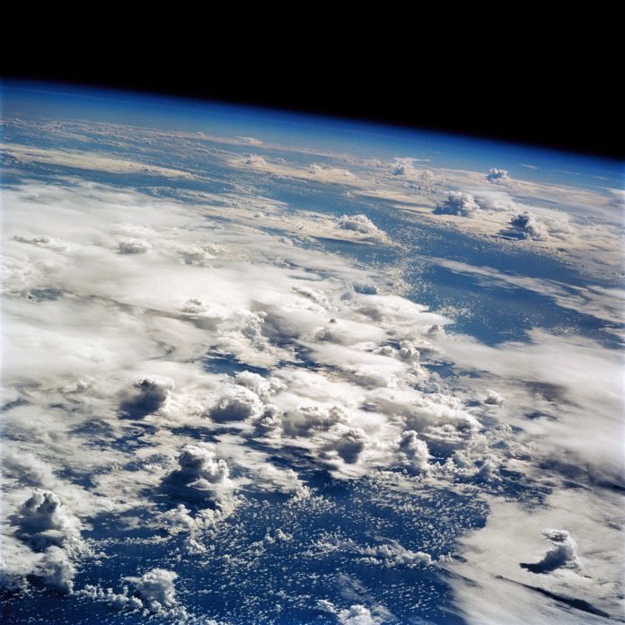 a view from outer space looking at the Earth