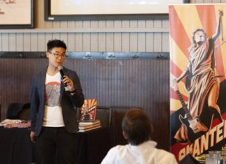 Making His Mark: Activist Simon Tam Speaks in Denver Denver activist Simon Tam speaking to a group of people at the Chop House Restaurant