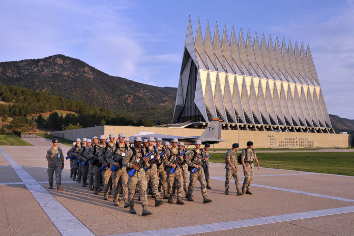 Air Force Academy cadets march