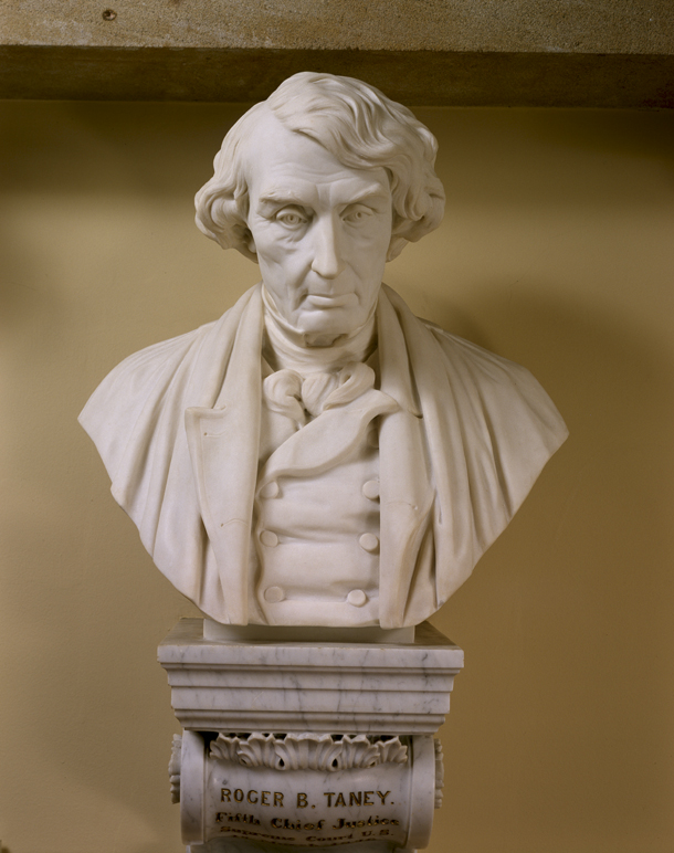 A bust of Roger B. Taney.
