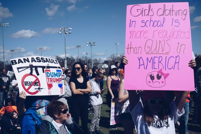 People gathered to protest gun laws