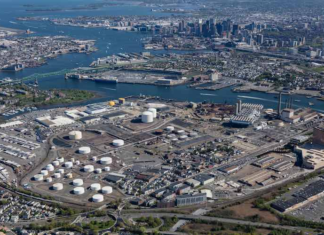 Boston-Based Appeals Court Sends Case Involving Oil and Gas Terminal Prep for Climate Change Events to Trial ExxonMobil oil storage terminal in Everett, Mass.