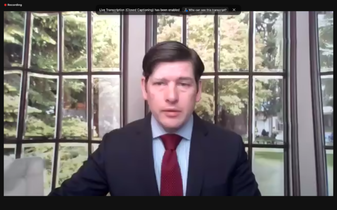 Screenshot of Nathan Simington speaking on Zoom Screenshot of Nathan Simington speaking on Zoom