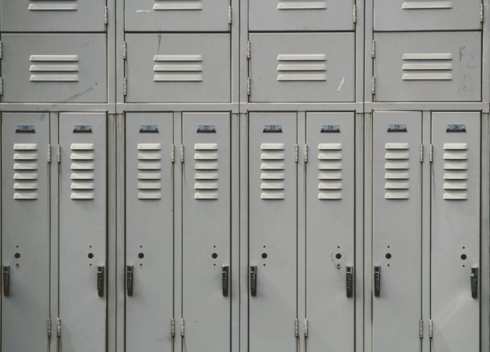 Gray metal lockers