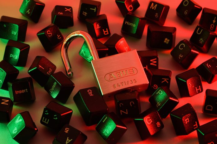 Keyboard keys with a padlock