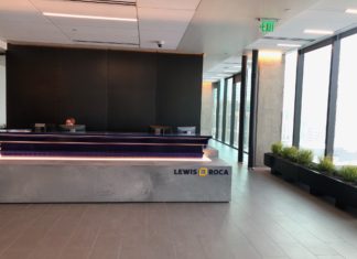 Lewis Roca Relocates Denver Office to McGregor Square Lewis Roca’s new reception area at the McGregor Square office