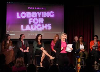 Colorado Women’s Bar Association Hosts Lobbying for Laughs Oct. 18 Danielle Edwards, Morgan Carroll, Jane Pyastolova, Shelly St John, Dani Newsum, Sarah Parady and Emma Garrison.