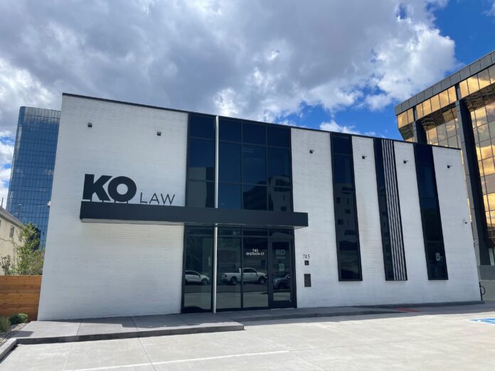 KO Law’s new building in Denver says “KO Law” in big letters on the front. It’s a black and white building with big windows