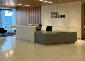 Snell & Wilmer Moves Offices in Denver An image of the lobby of Snell & Wilmer’s new Denver office.