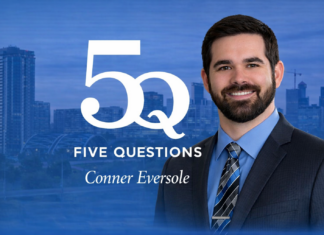 Five questions with Conner Eversole at Fairfield and Woods Conner Eversole 5Q graphic